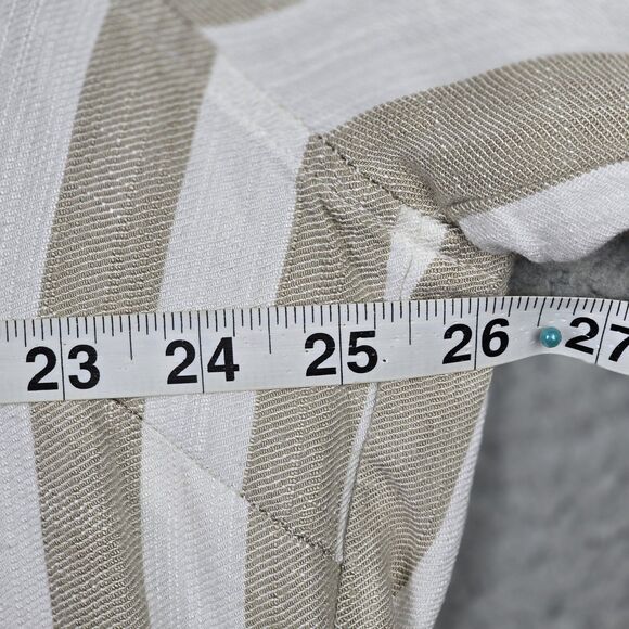 Sharagano Shirt Dress Womens 22W Taupe Ivory Button Up Pockets Stripes  Y2K - Picture 10 of 14
